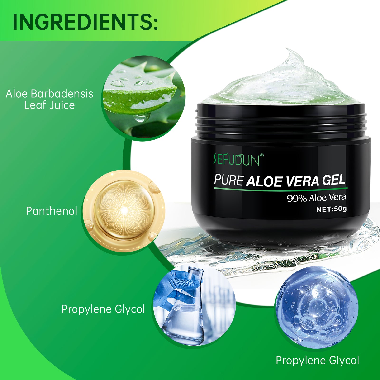 SEFUDUN Pure Aloe Vera Gel, 50g