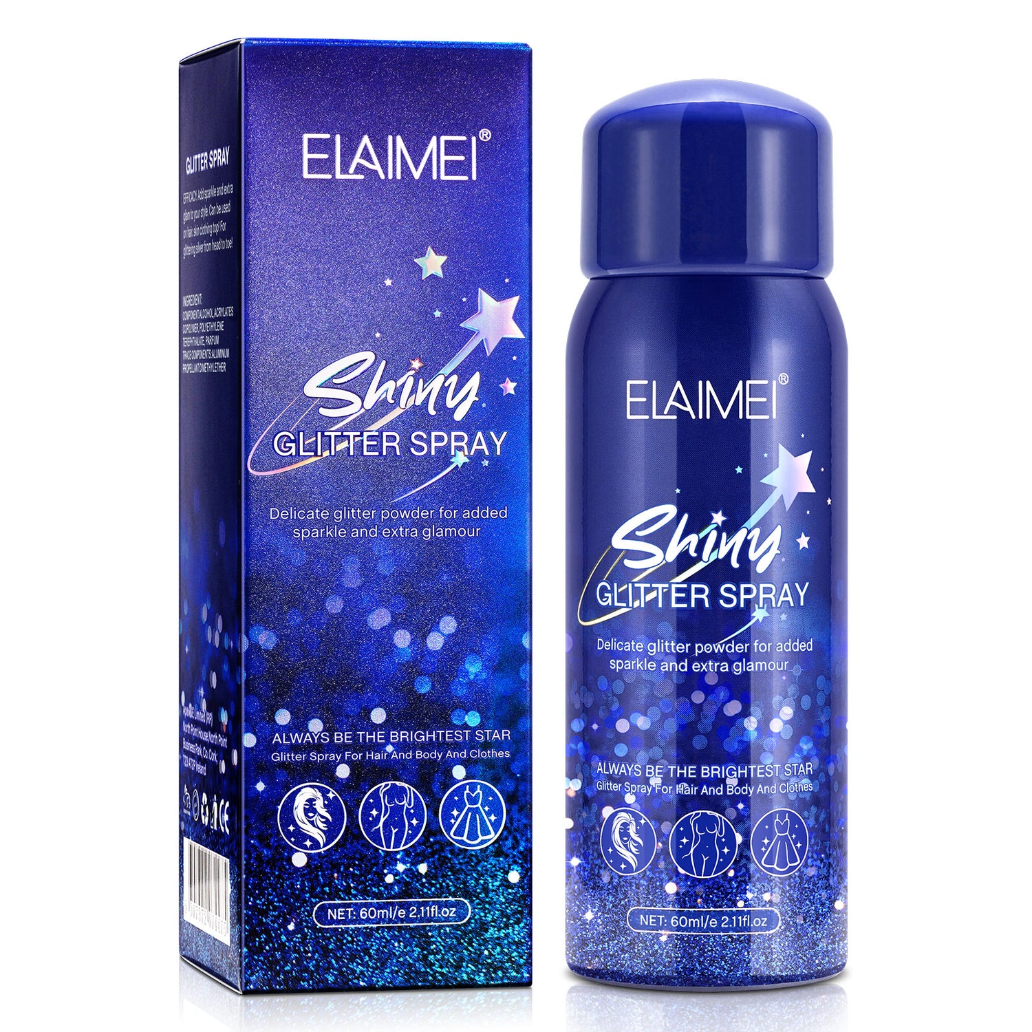 Elaimei Shiny Glitter Spray for Body Hair Makeup
