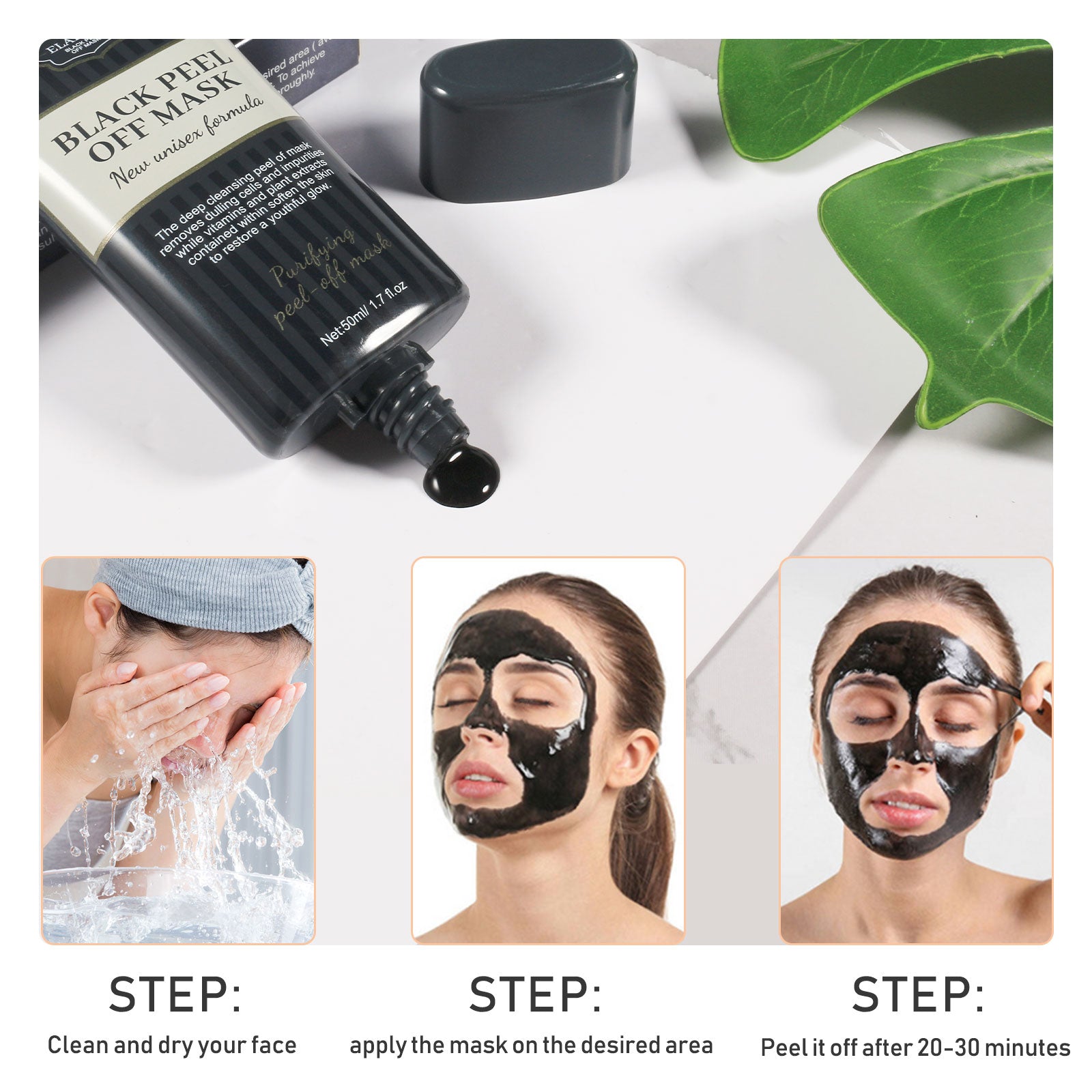 Elaimei Charcoal Black Mask Peel Off Mask Deep Face Nose Pores Cleansing Purifying Blackhead Acne Remover Facial Skin Oil Cleaner