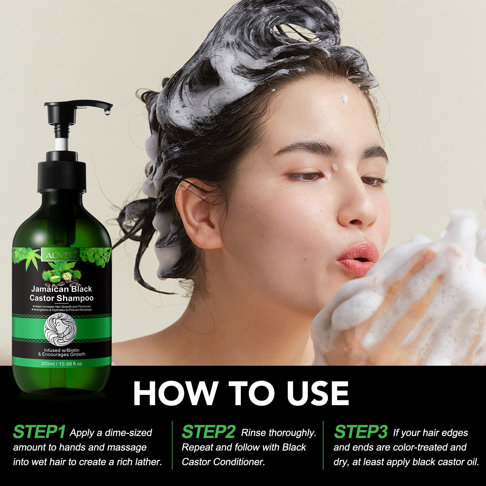 ALIVER Jamaican Black Castor Hair Growth Shampoo, 300ml