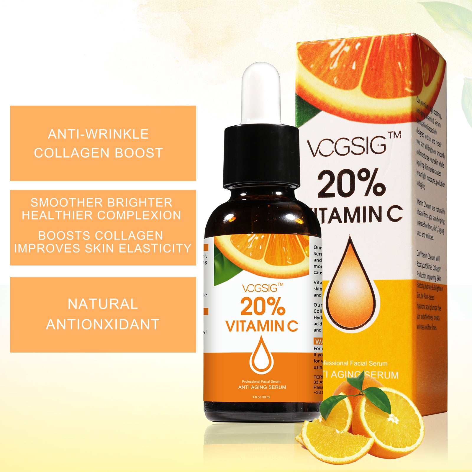 VOGSIG Vitamin C Face Anti Age Serum Skin Hyaluronic Acid Pure Retinol Anti Aging Collagen Facial Day Night Treatment Repair