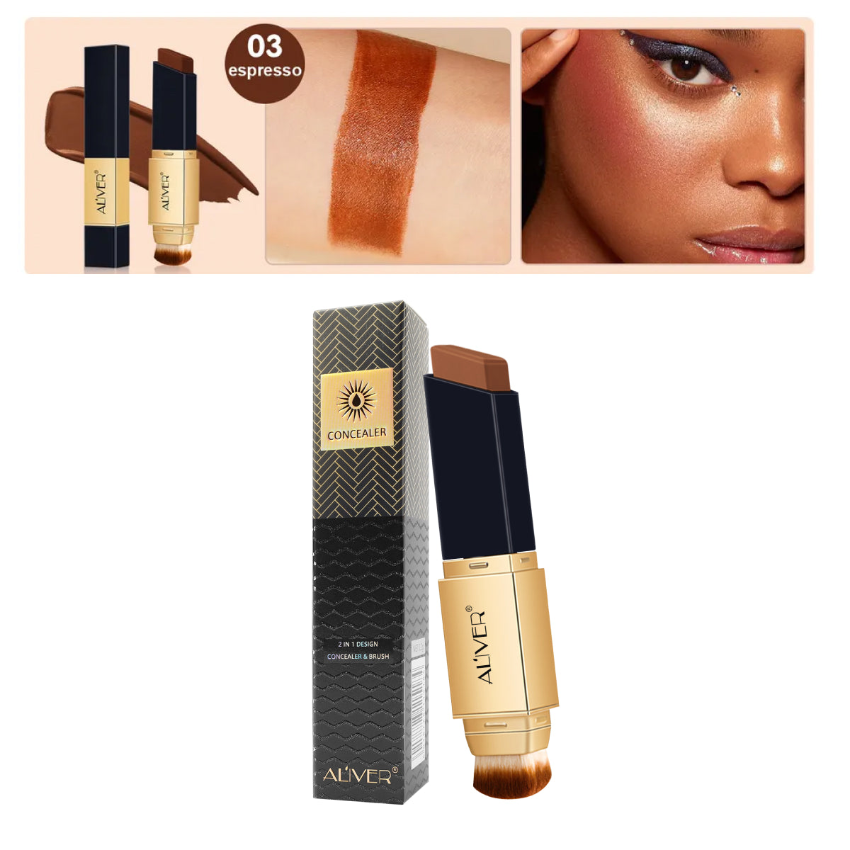 ALIVER Full Coverage Colour Changing Concealer, Coffee Color