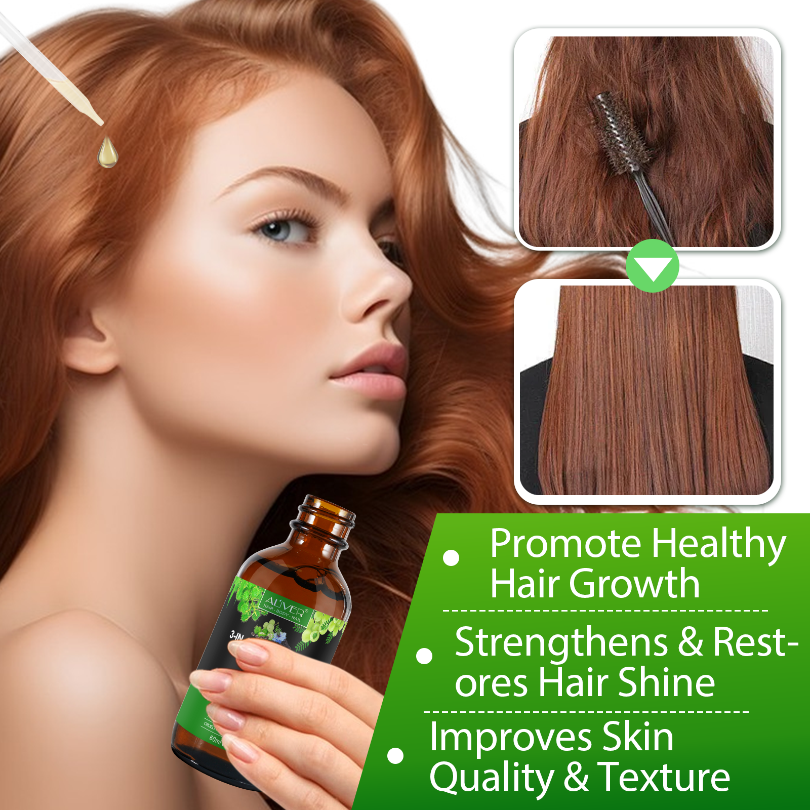 ALIVER Natural 3-in-1 Black Castor Oil with Amla & Black Seed Oil, 60ml