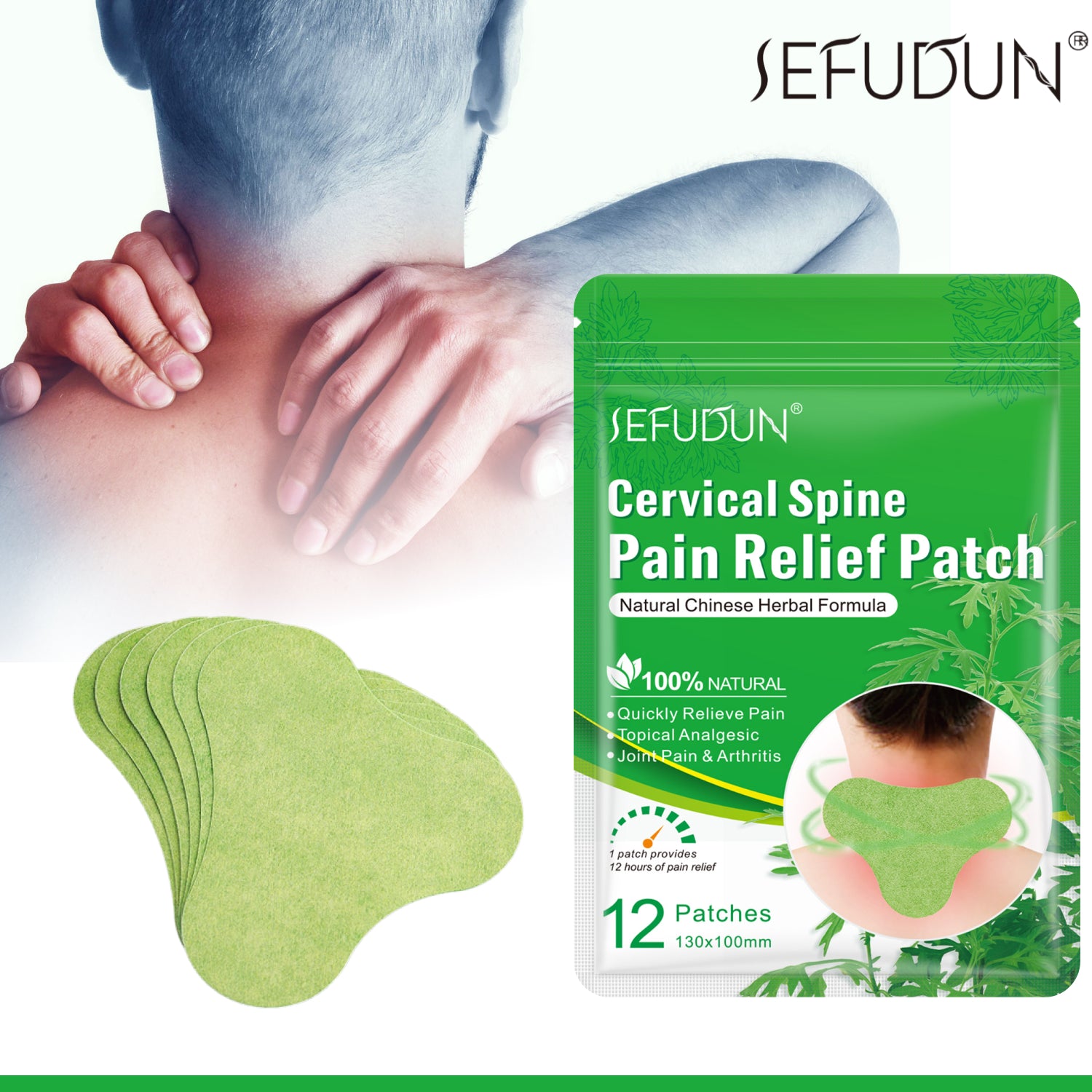 SEFUDUN Cervical Spine Pain Relief Patches, pack of 12pcs