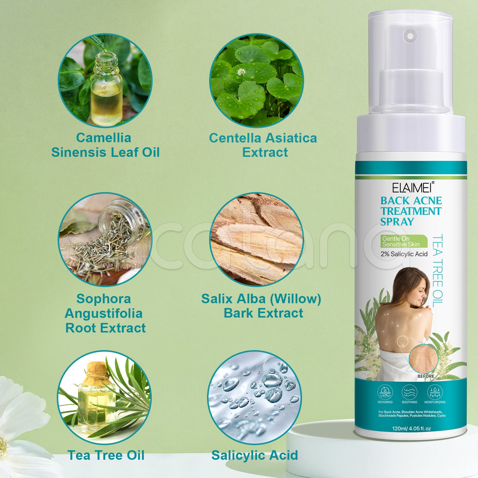 ELAIMEI Natural Body Back Acne Treatment, 120ml