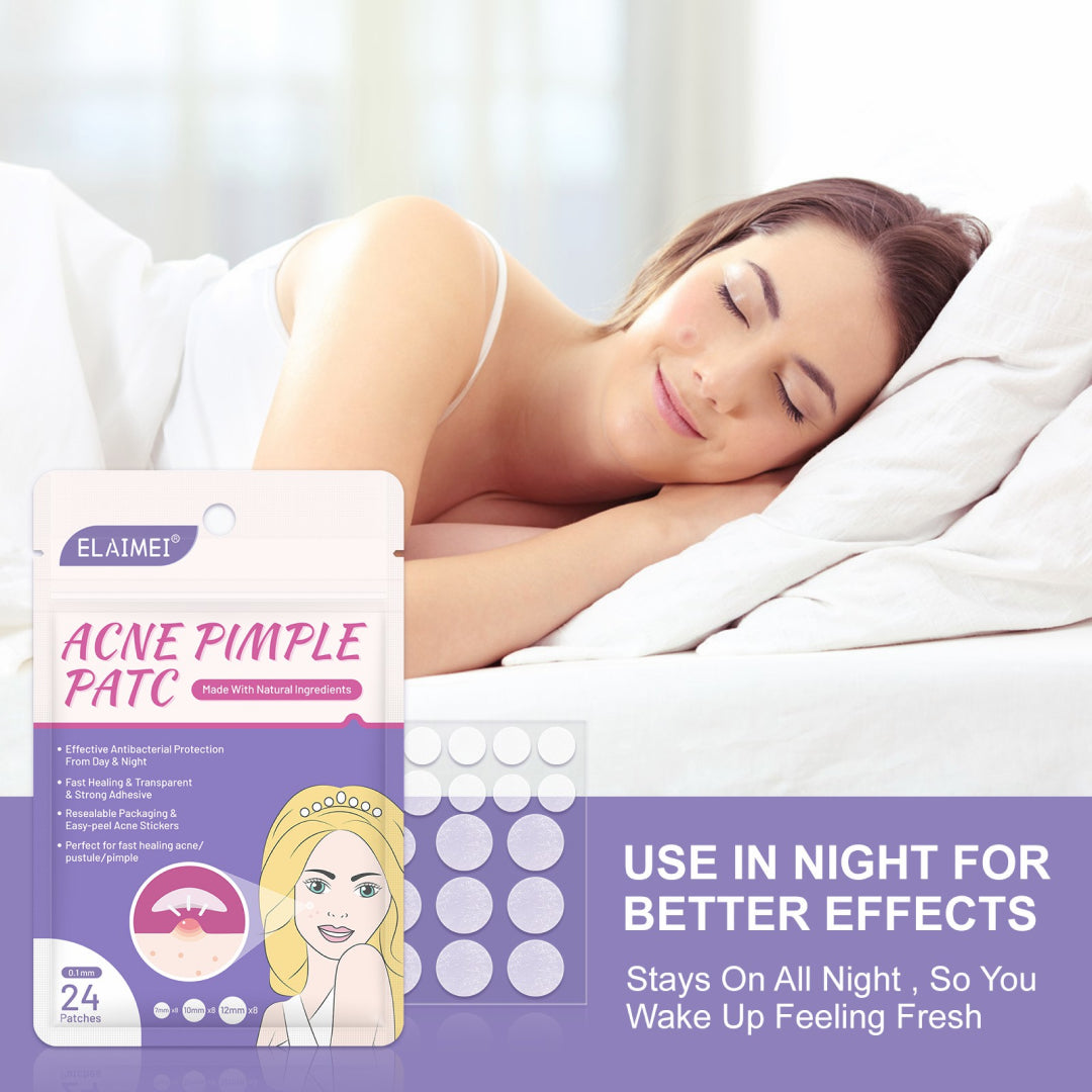 Elaimei Removal Acne Pimple Patches Plasters Face Skin Dot Stickers Cover Treatment Hydrocolloid Spot Blemishes Comedone Remover Cleaner (24 pcs )