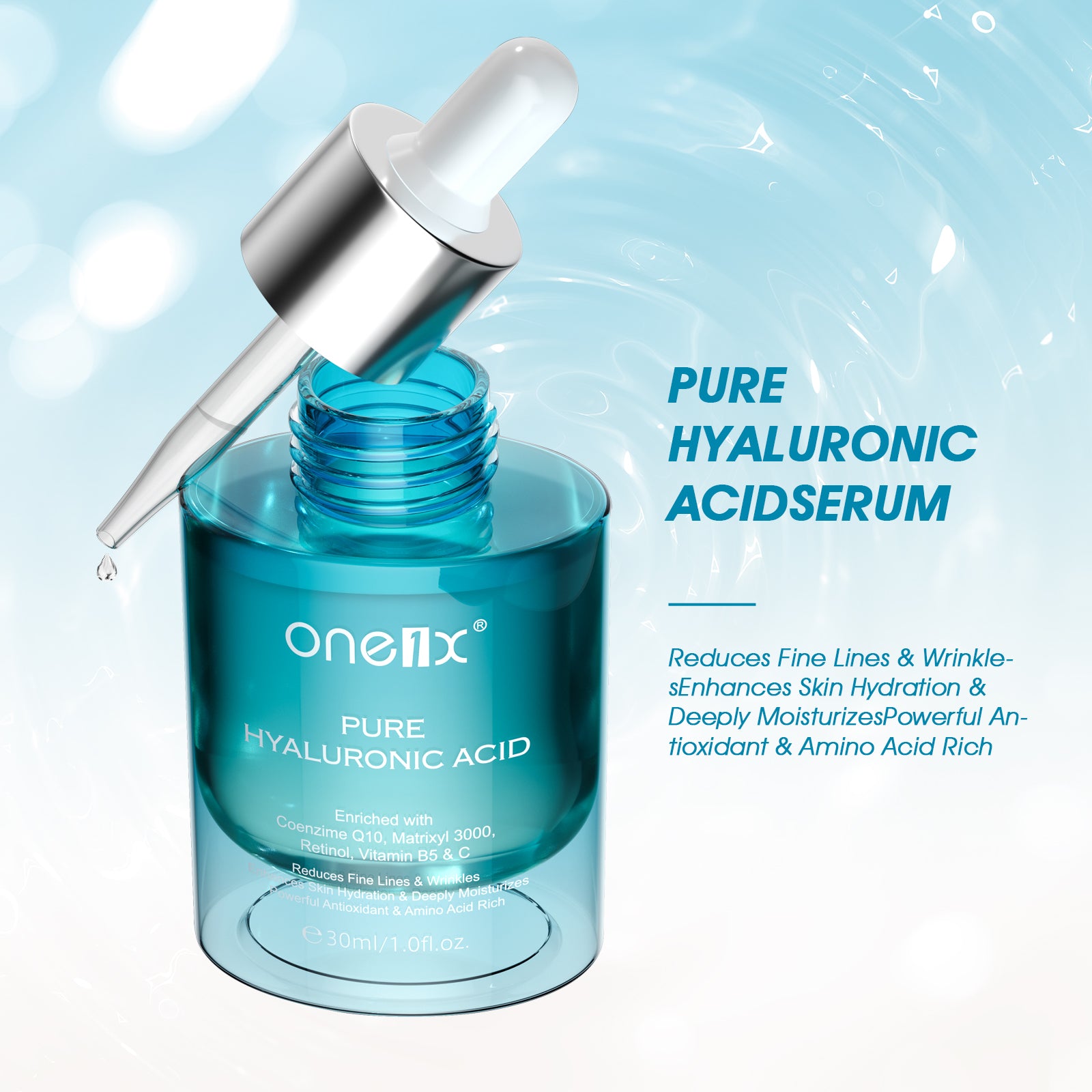 ONE1X Pure Hyaluronic Acid Face Serum, 30ml