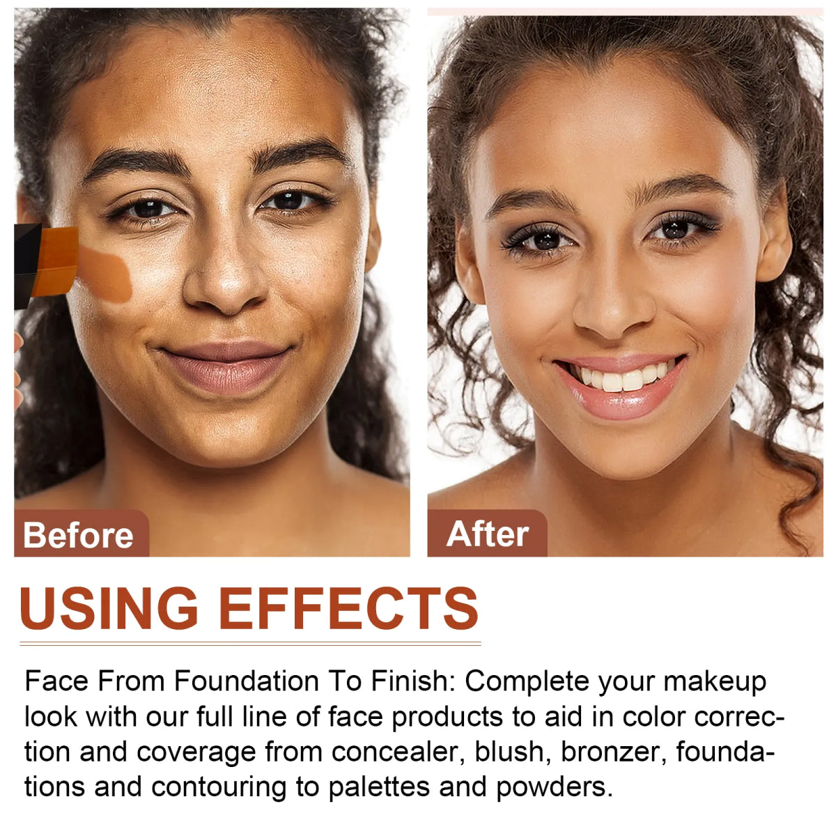 ALIVER 2in1 Colour Changing Concealer Stick & Brush, Long Lasting Makeup - NATURAL TAN