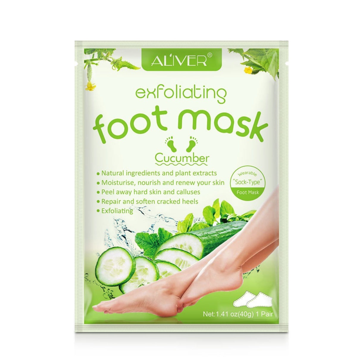 Aliver Cucumber Soft Foot Peel Mask for Feet Dead Skin Remover