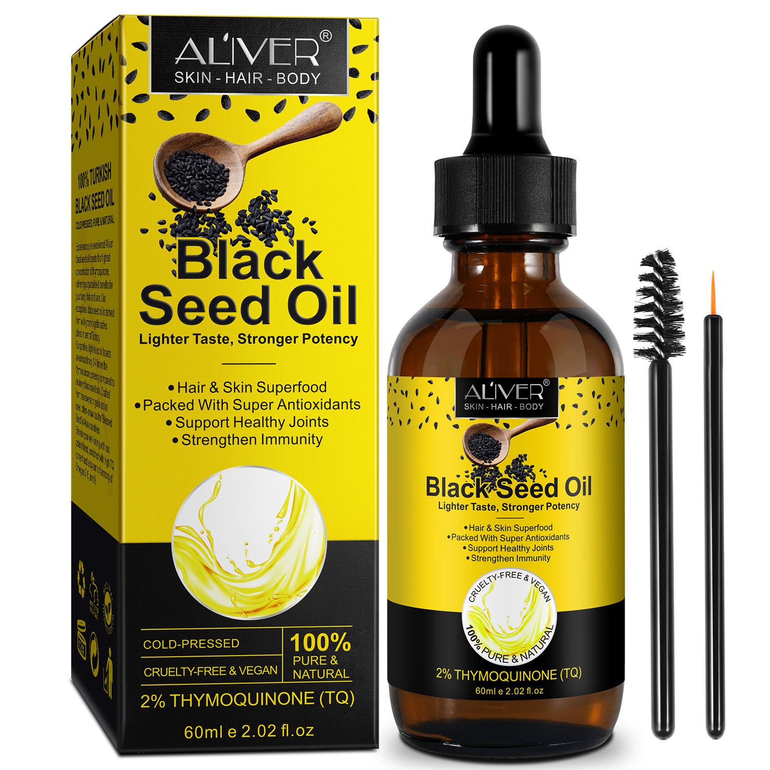 ALIVER Pure Black Seed Oil for Hair Growth, 60ml