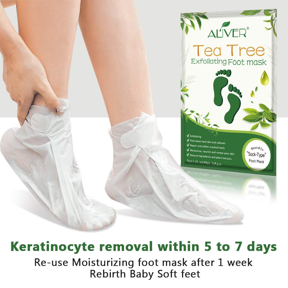 Aliver Tea Tree Soft Foot Peel Mask for Feet Dead Skin Remover