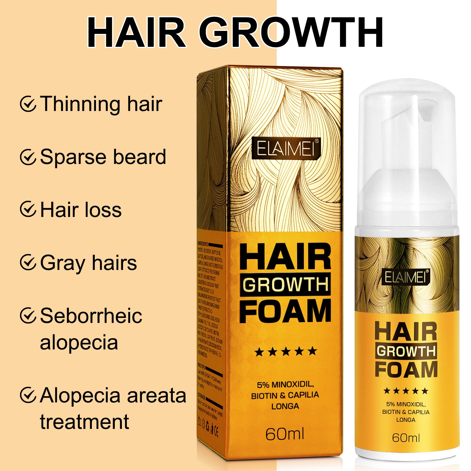 ELAIMEI Hair Regrowth Foam, 60ml