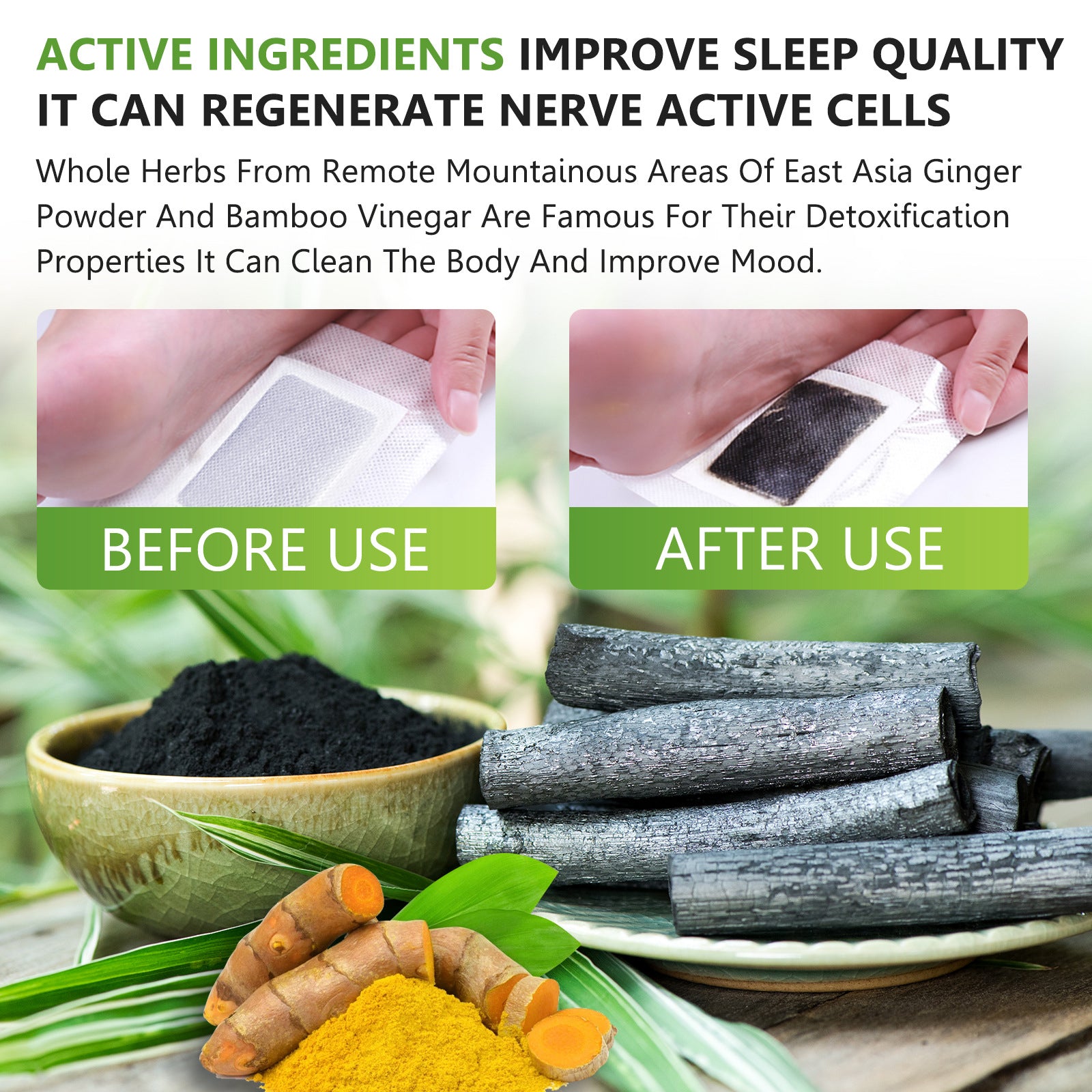 SEFUDUN Deep Cleaning Detox Foot Patches with Bamboo Vinegar & Ginger, 10pcs
