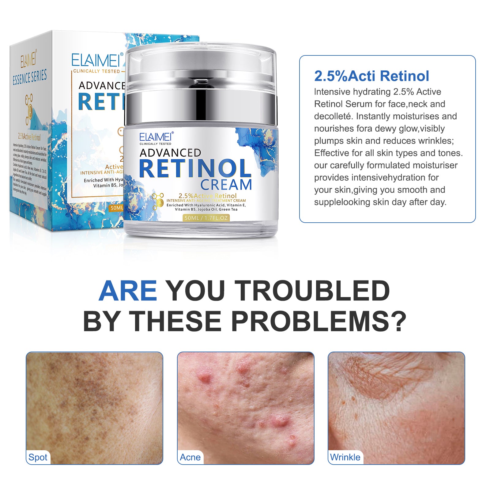 ELAIMEI 2,5% Pure Retinol Cream for Face