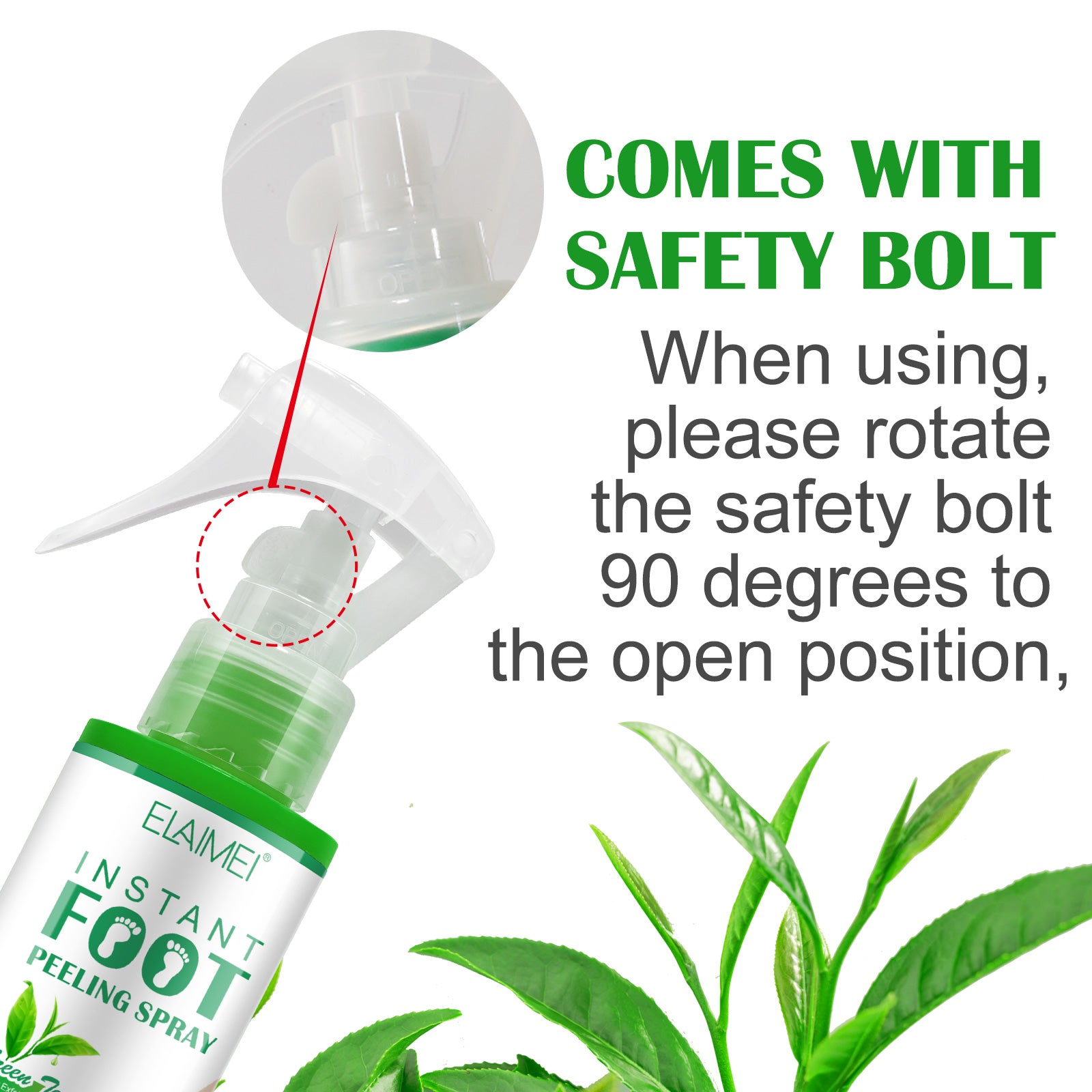 ELAIMEI Exfoliating Foot Peeling Spray with Green Tea Oil, 100ml