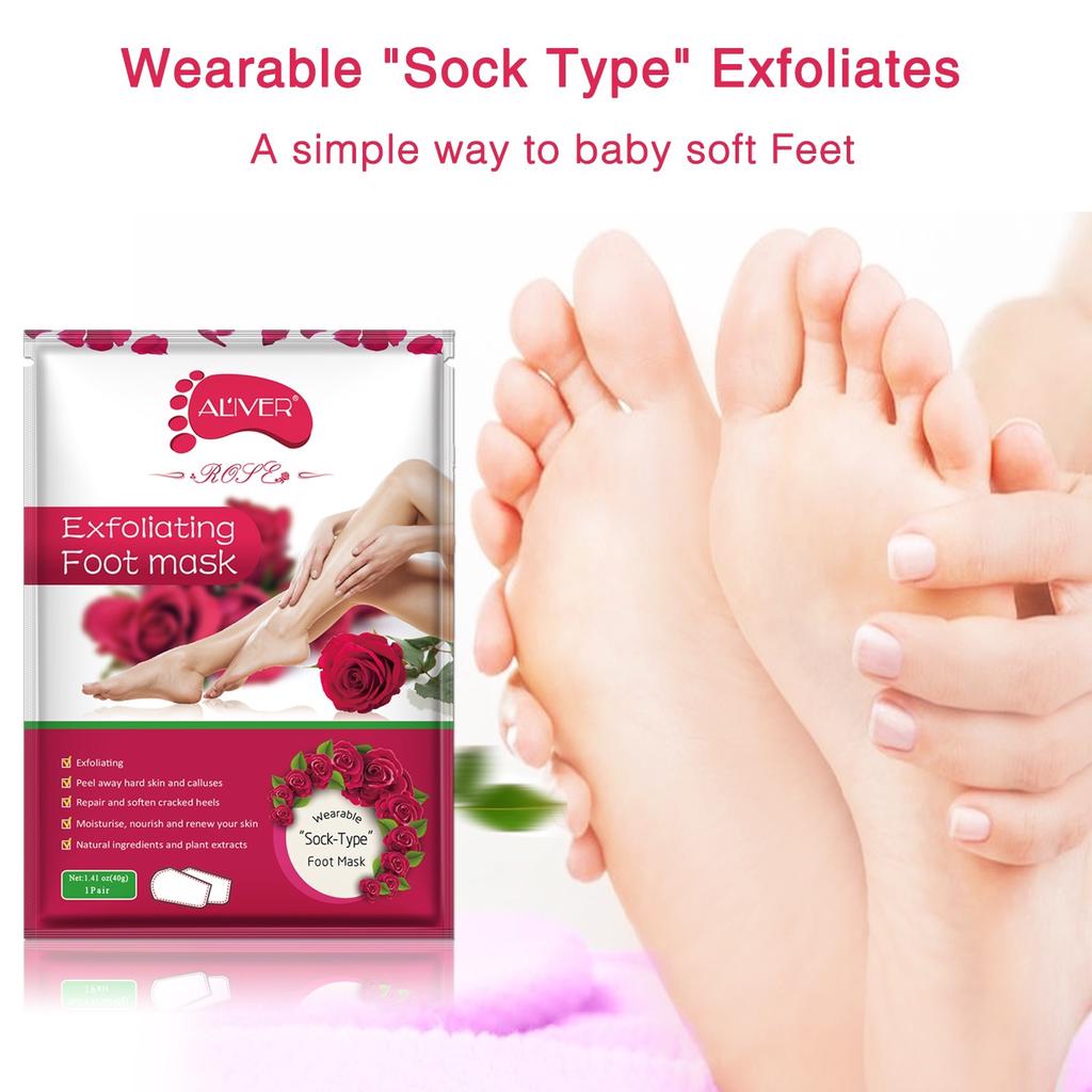Aliver Rose Soft Foot Peel Mask for Feet Dead Skin Remover