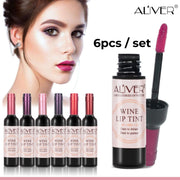 Aliver Lip Tint Gloss Wine Bottle Style Stain Lipstick 6 Colors Set