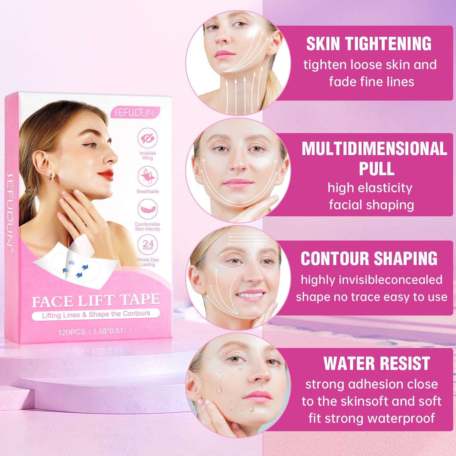 SEFUDUN Face Lift Tapes, 120pcs