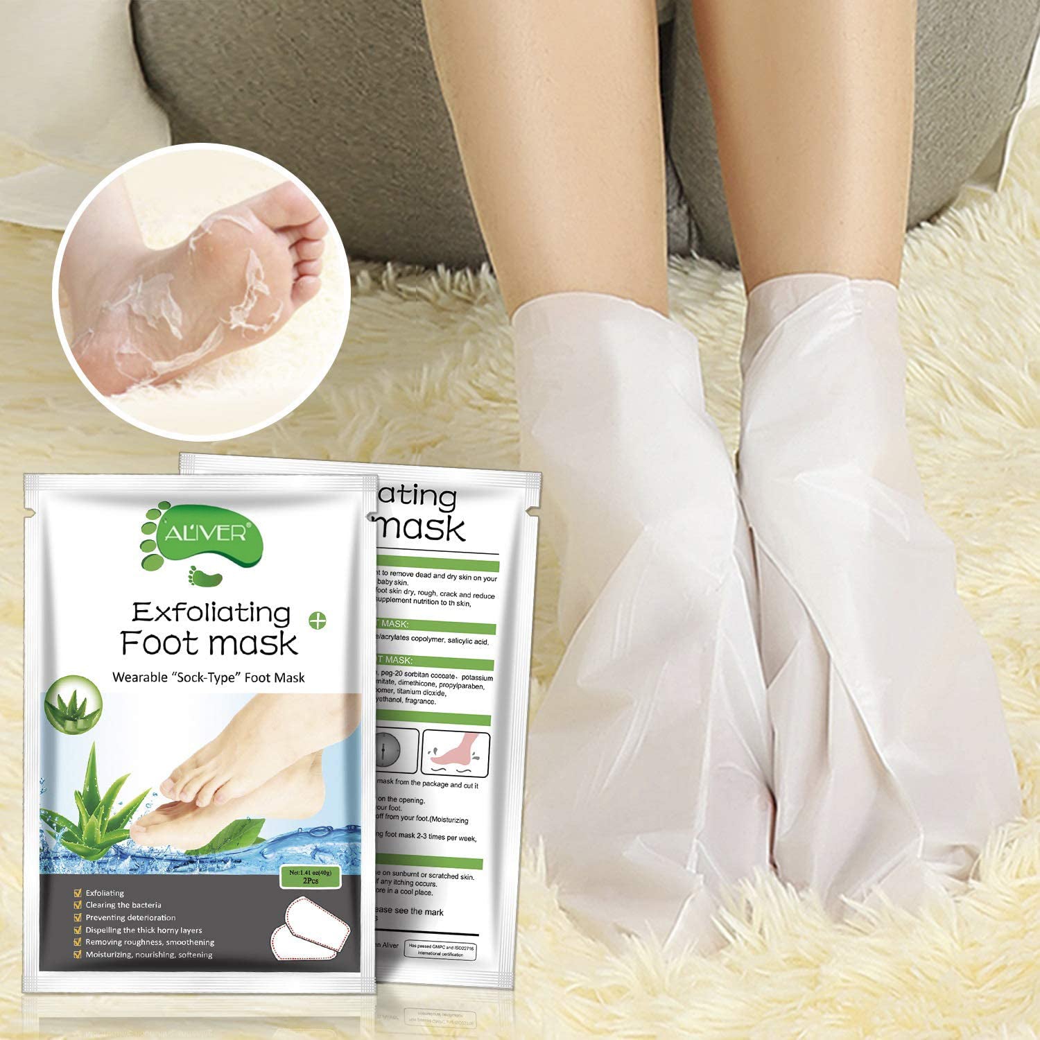 Aliver Aloe Soft Foot Peel Mask for Feet Dead Skin Remover