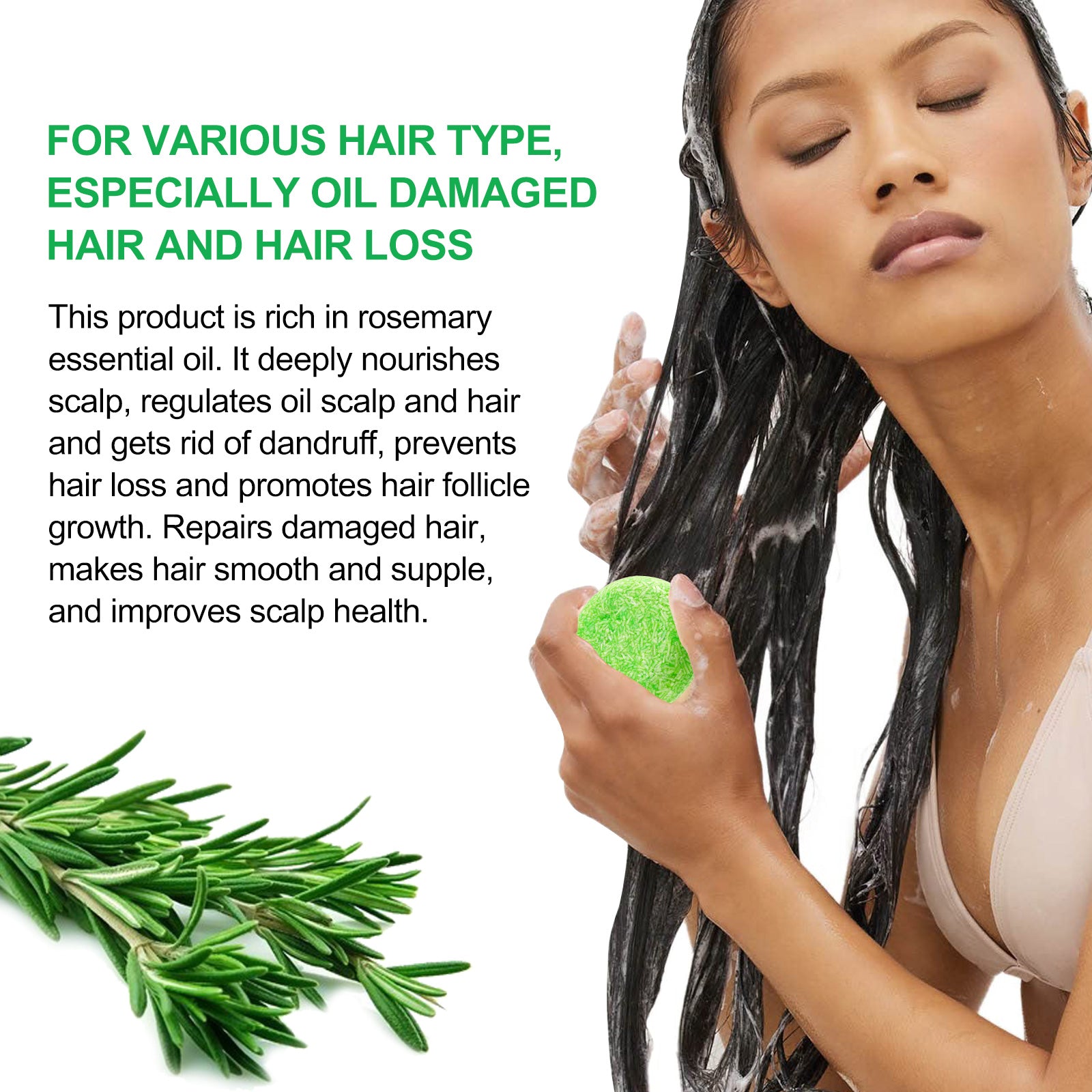 ALIVER Organic Rosemary Hair Growth Shampoo Bar, 60g