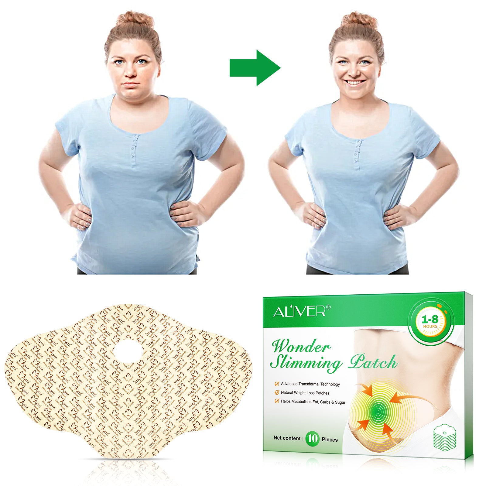 ALIVER Wonder Belly Slimming Patches, 10pcs