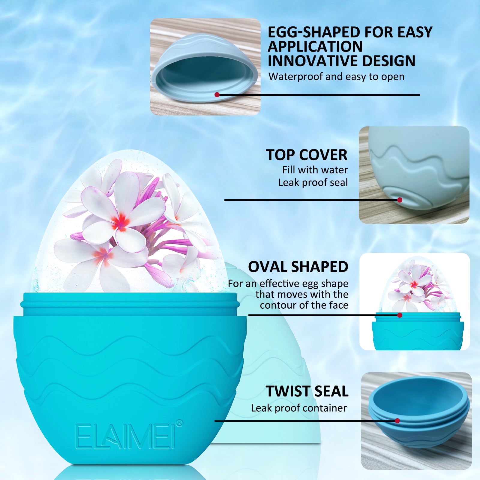 ELAIMEI Ice Roller Facial Cube Massager, Blue