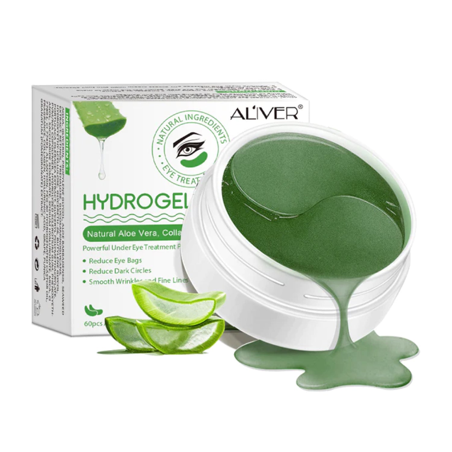 Aliver Aloe Vera Gel Under Eye Patches Mask for Remove Puffiness Dark Circles