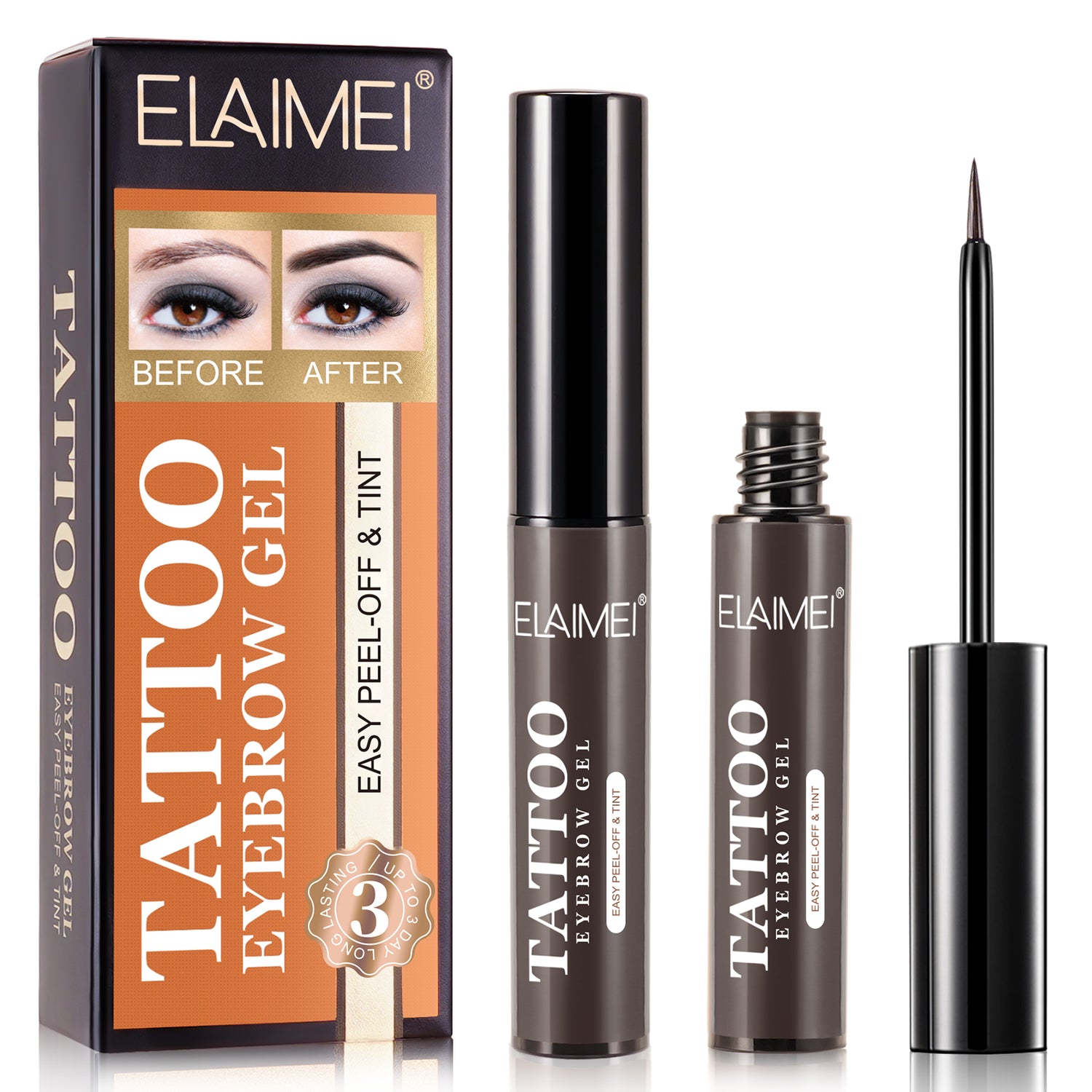 ELAIMEI Tattoo Eyebrow Gel, Peel Off Tint (Beige)