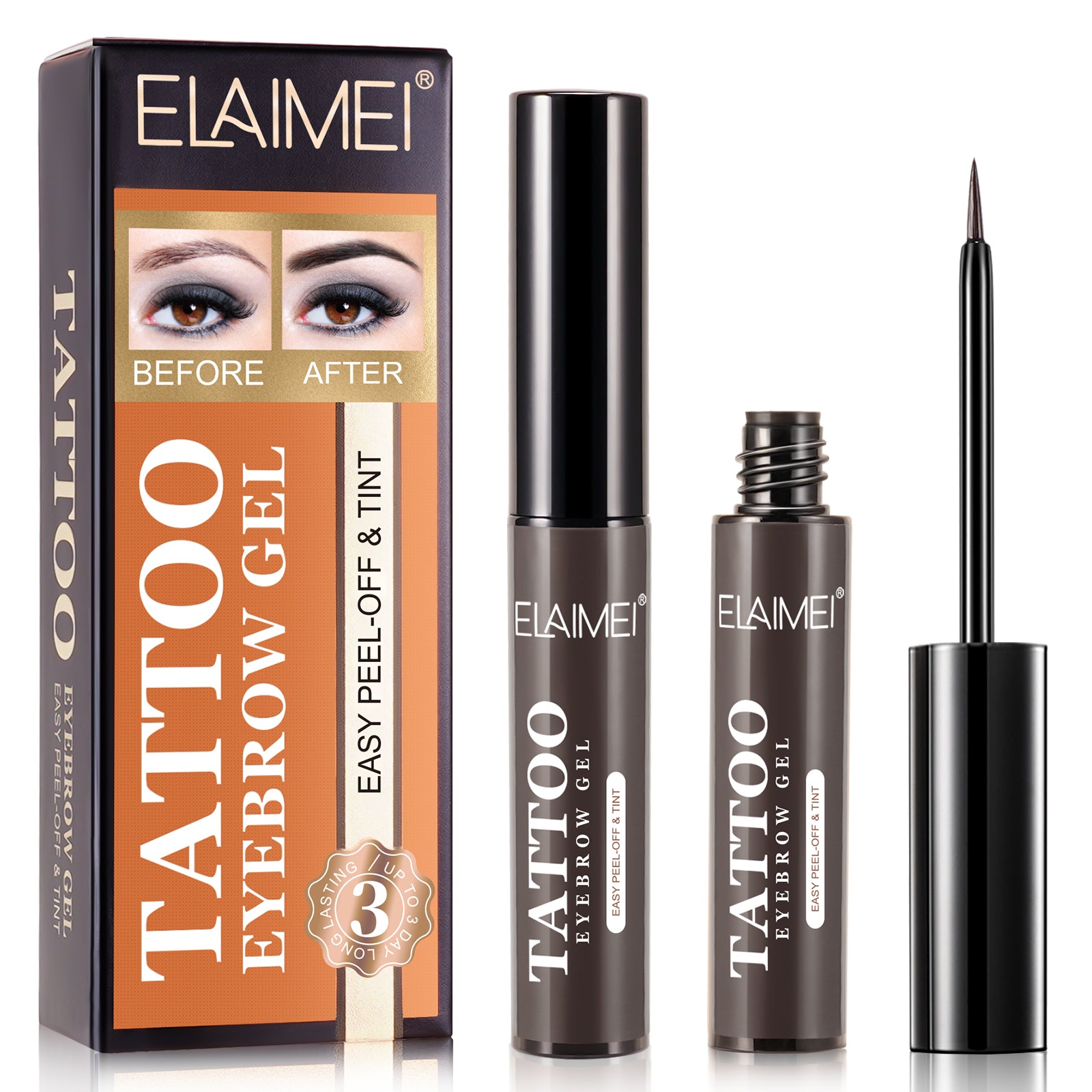 ELAIMEI Tattoo Eyebrow Gel, Peel Off Tint (Beige)