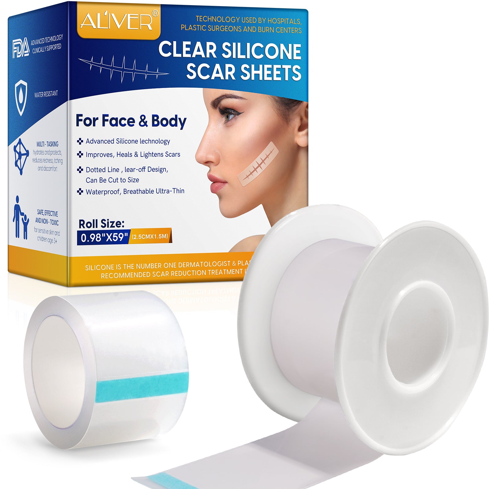 ALIVER Silicone Scar Removal Sheet, 1.5m