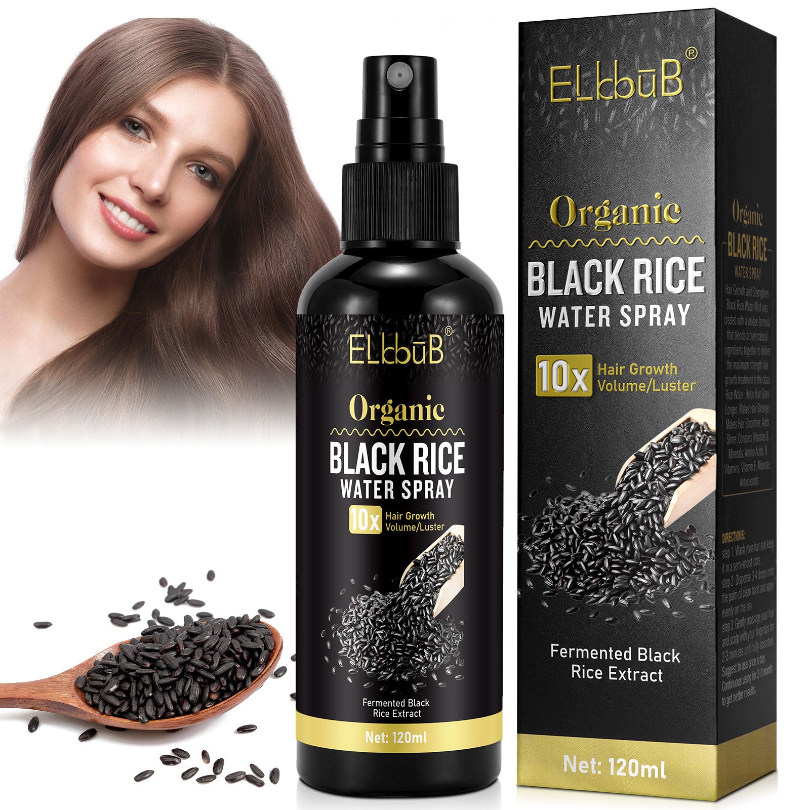 ELBBUB Organic Black Rice Water Spray, 120ml