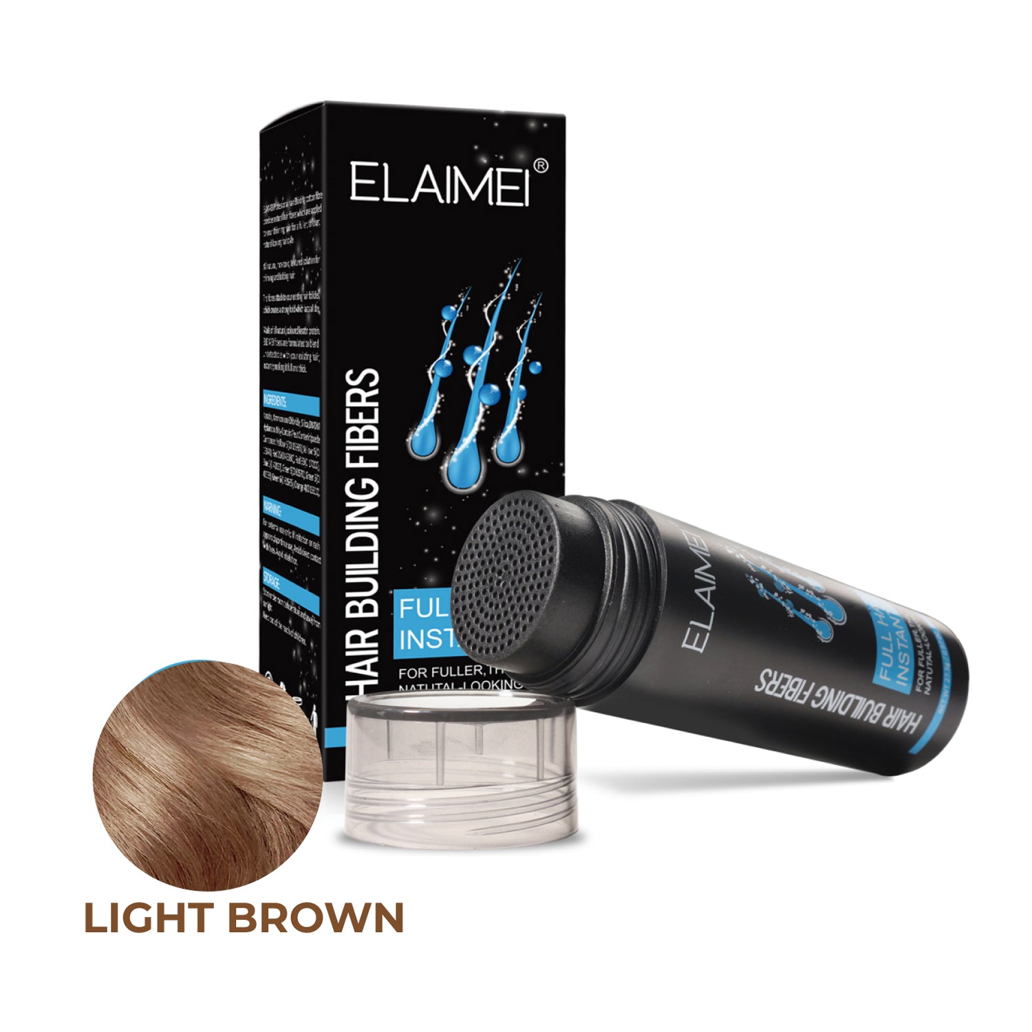 ELAIMEI Hair Loss Building Fibers, 27.5g (Light Brown)