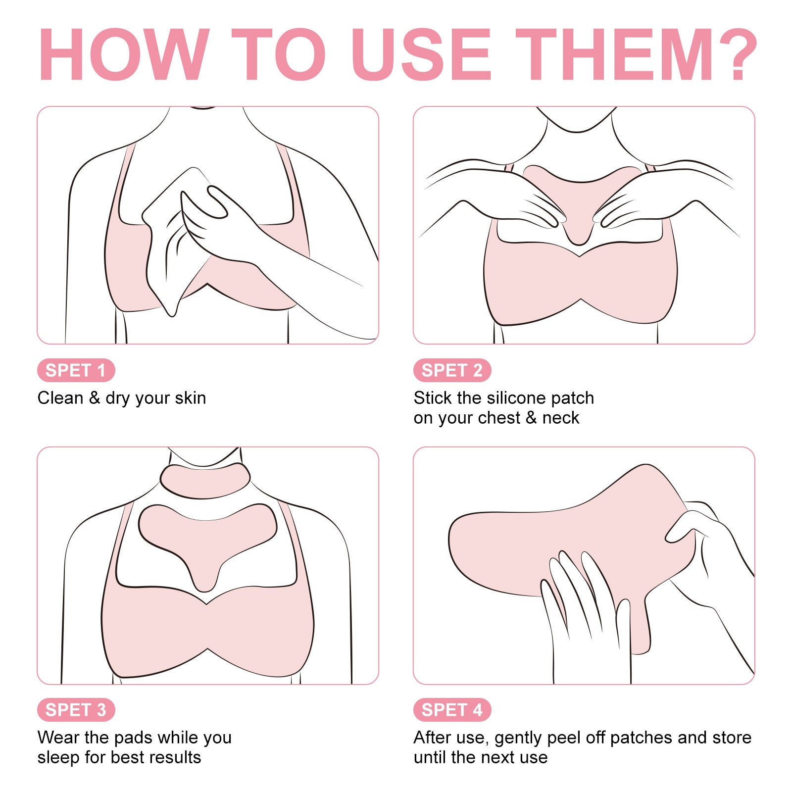 PEGCIZ Anti Wrinkle Decollete & Neck Pads, pack of 2pcs