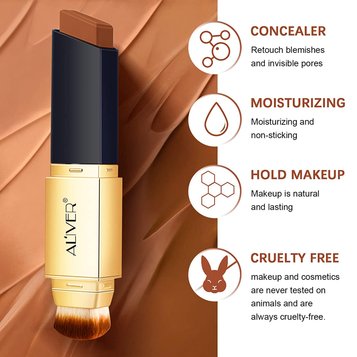 ALIVER Full Coverage Colour Changing Concealer, Coffee Color