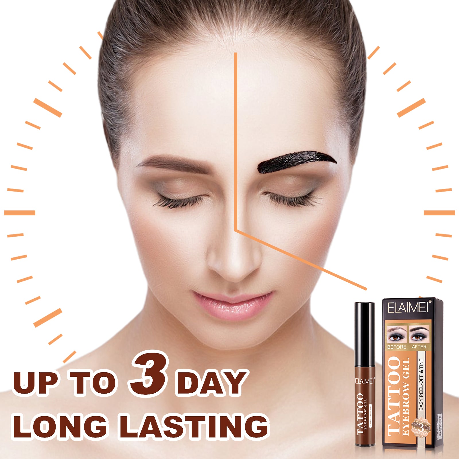 ELAIMEI Tattoo Eyebrow Gel, Peel Off Tint (Light Brown)