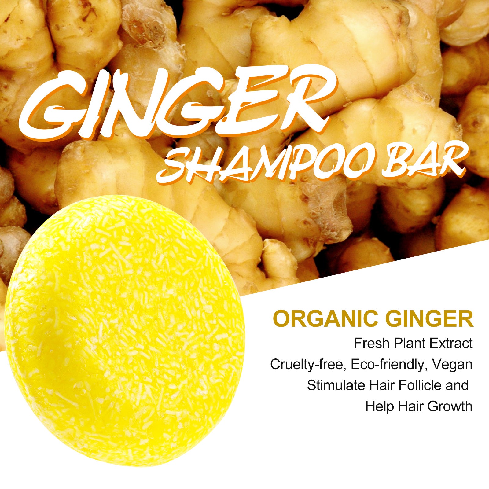 ALIVER Organic Ginger Shampoo Bar for Hair Growth, 60g