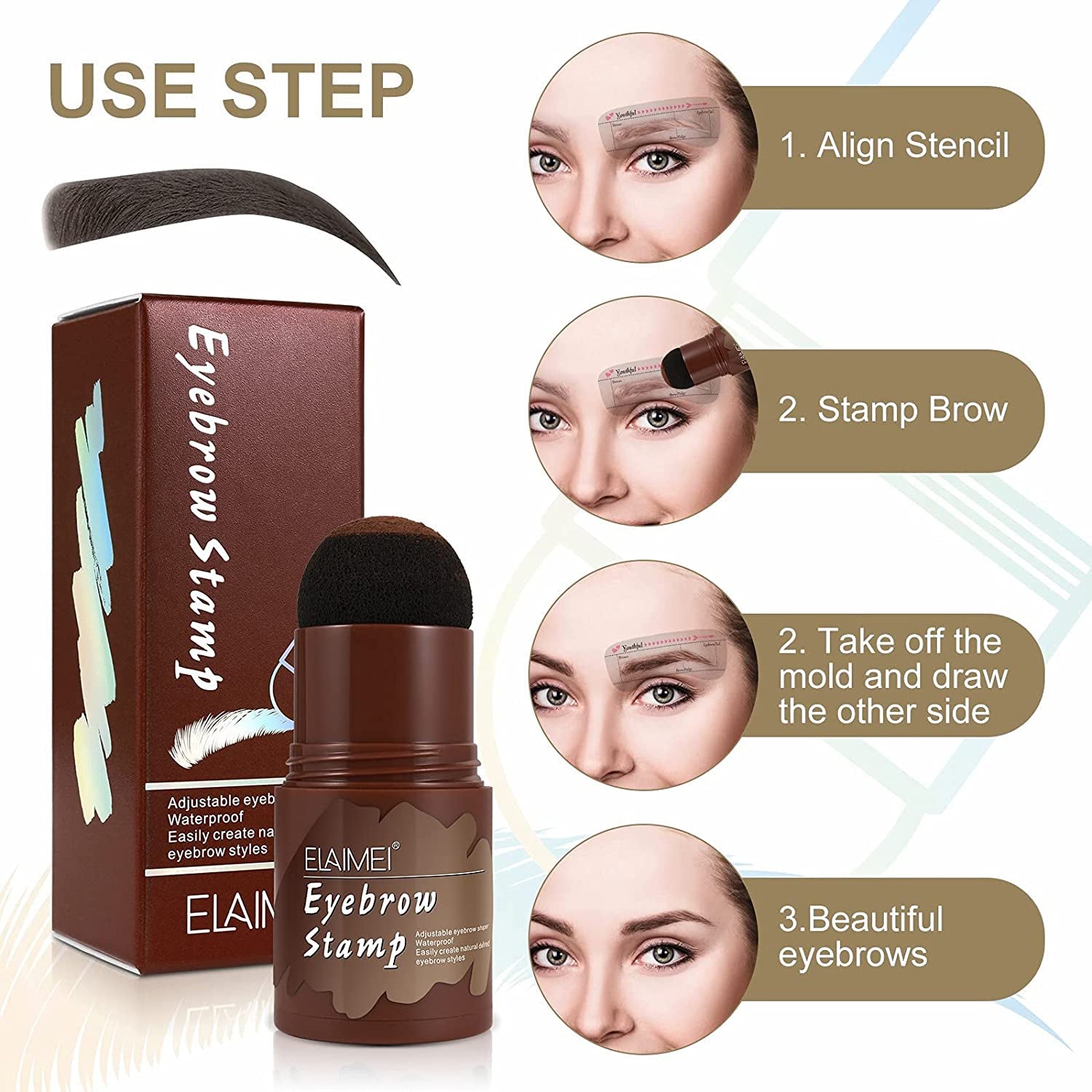 ELAIMEI Dark Brown Eyebrow Stencil Kit