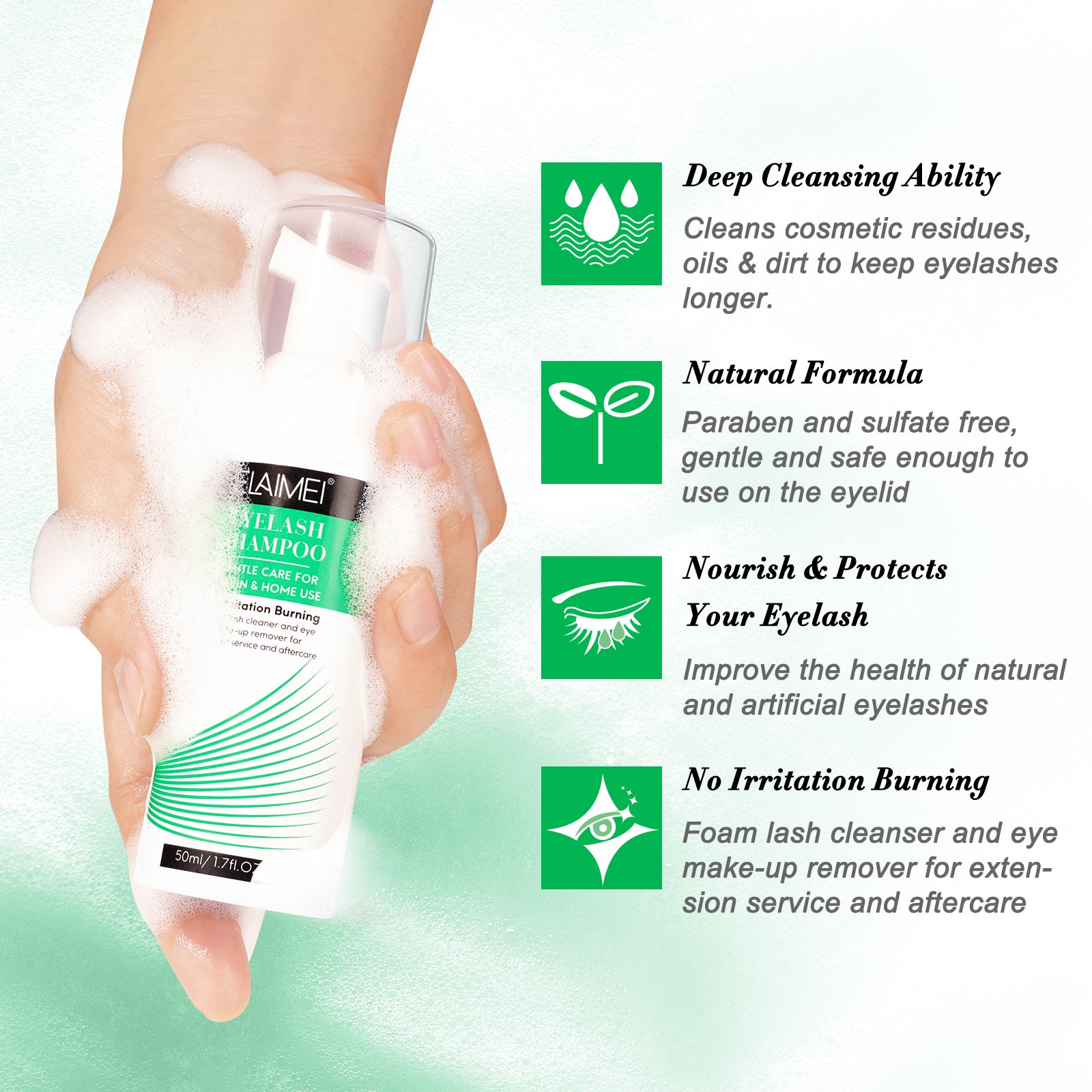 ELAIMEI Eyelash Extension Shampoo Kit, 50ml