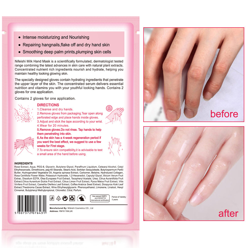 Nifeishi Hand Moisturizing Gloves Repair Renew Cream Peel Hard Soft Nail Mask Dry Cracked Skin SPA Manicure