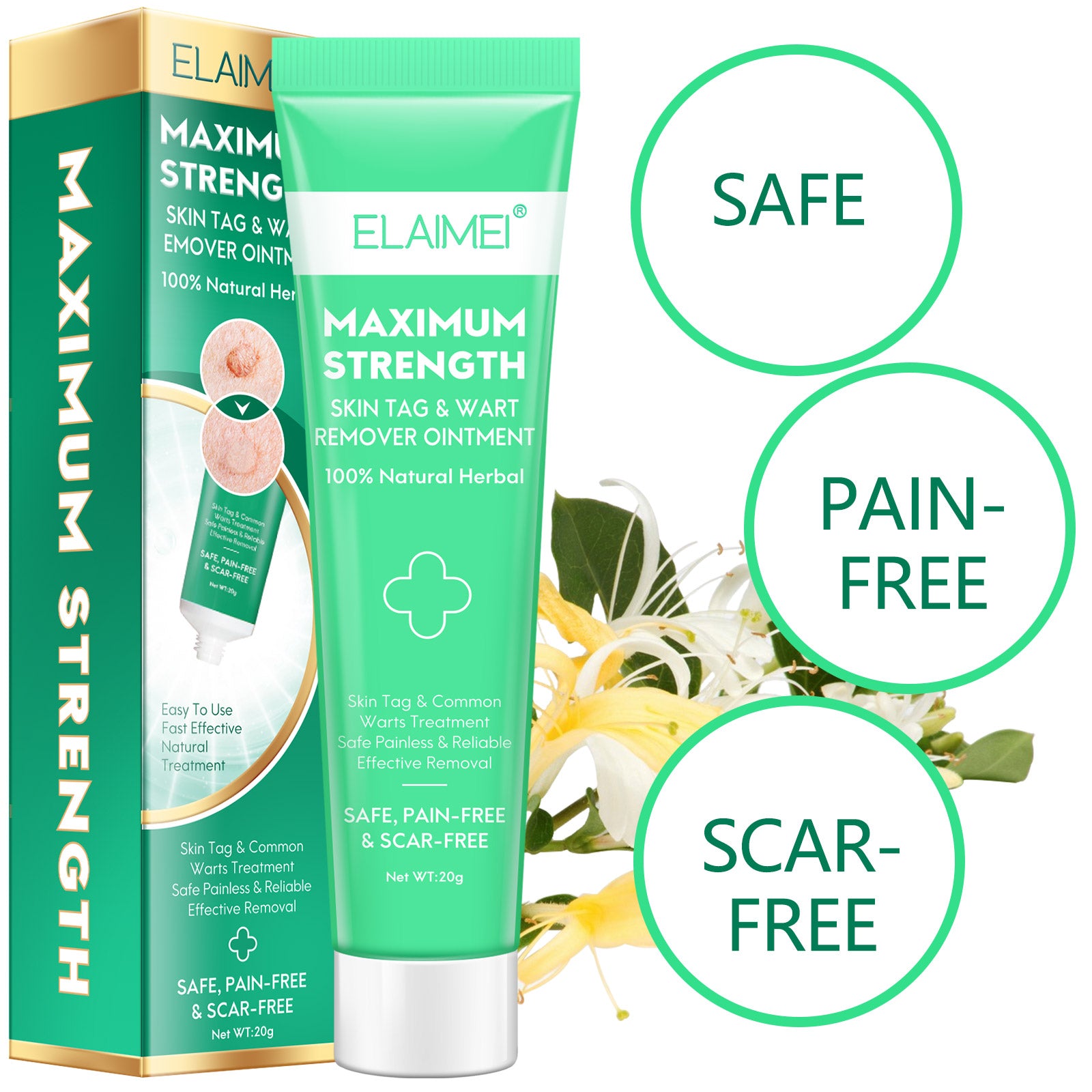 ELAIMEI Natural Skin Tag & Wart Remover Cream, 20g