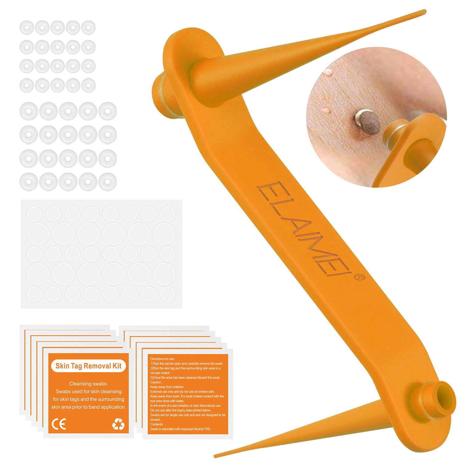 ELAIMEI 2in1 Safe Skin Tag Removal Body Kit, Orange