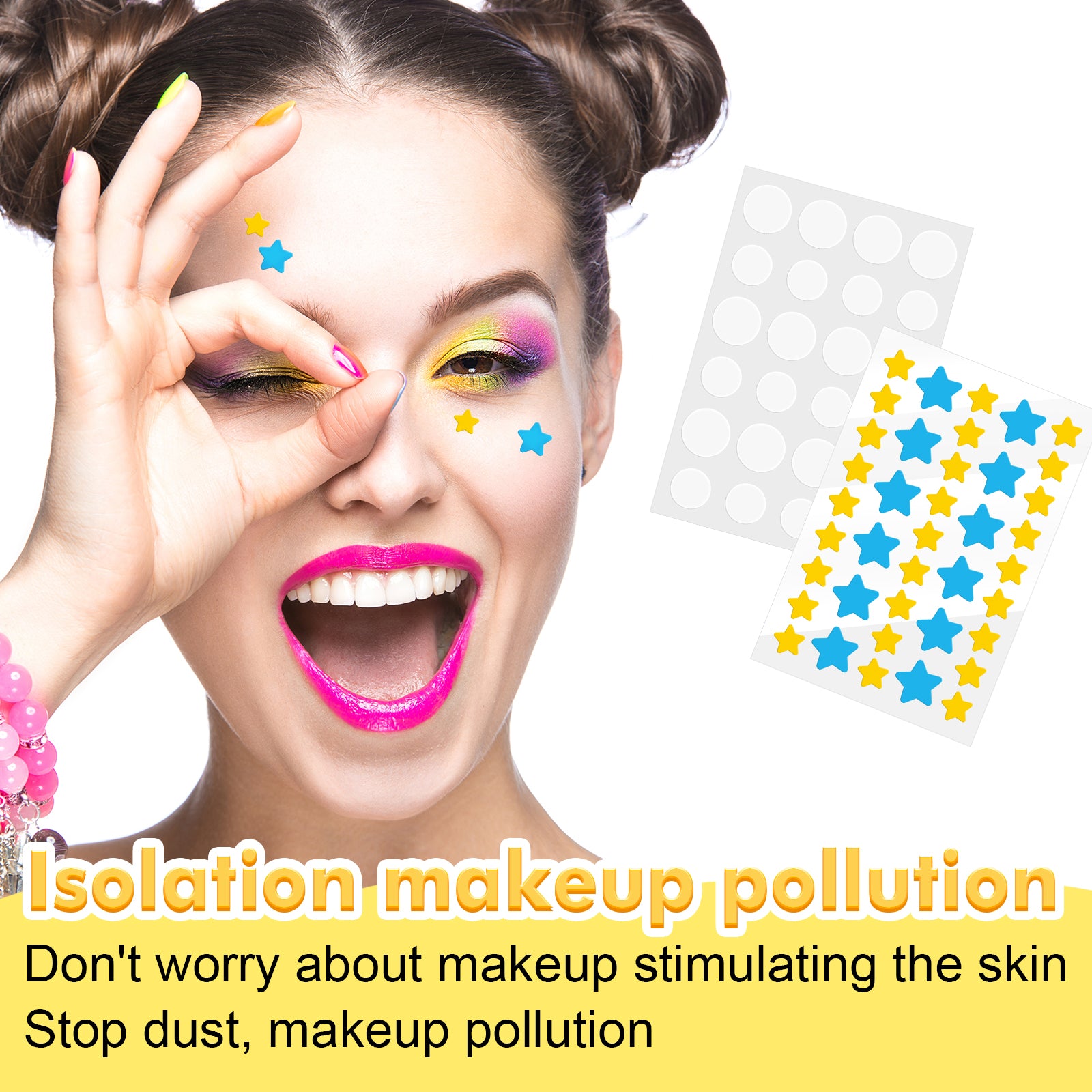 ELAIMEI Stars + Round Pimple Patches, pack of 126pcs (yellow, blue)