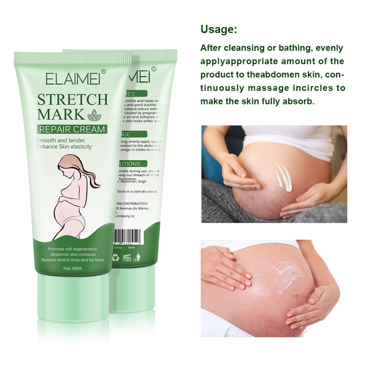 ELAIMEI Anti Stretch Mark Cream, 60ml