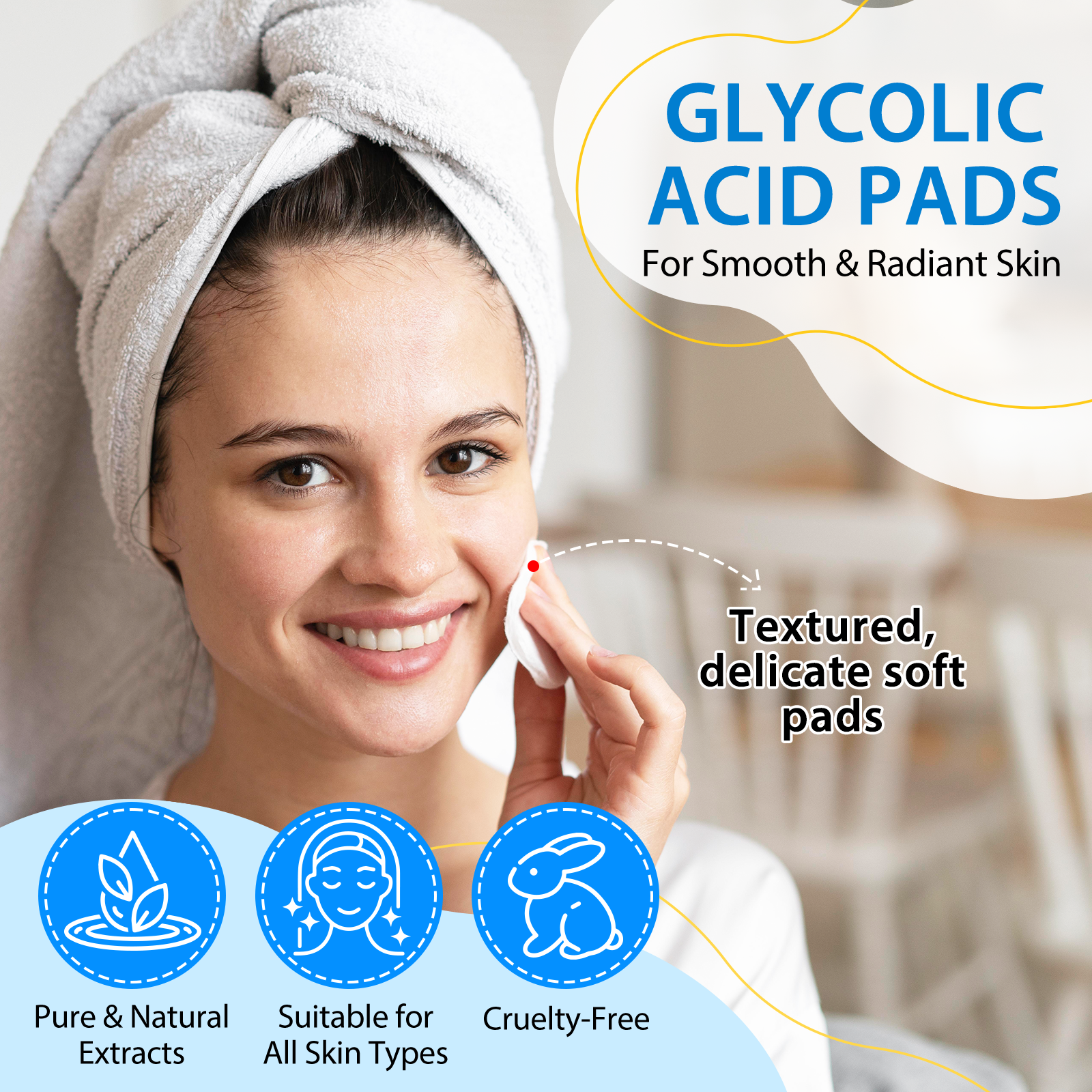 ALIVER Glycolic Acid Exfoliating Pads, 40pcs