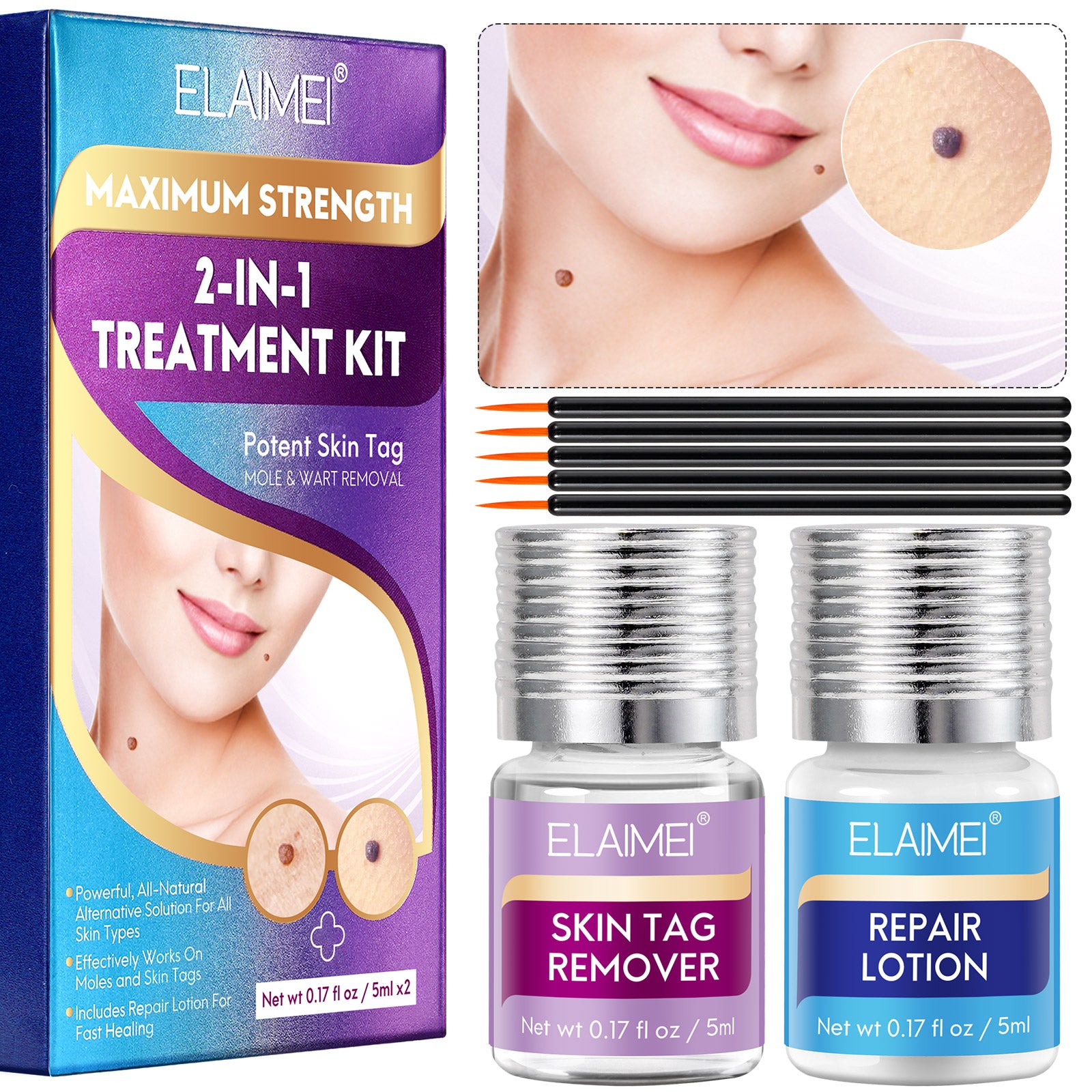 ELAIMEI 2in1 Skin Tag Remover & Repair Lotion