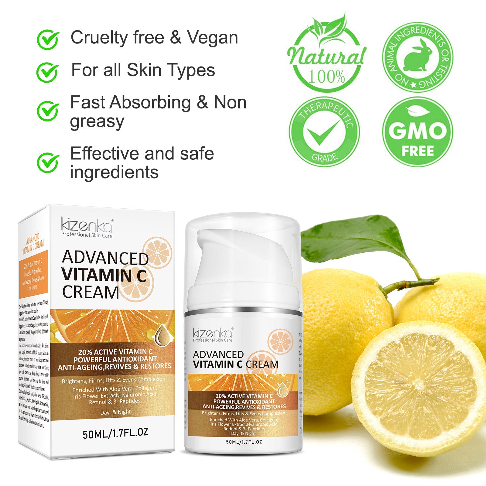 KIZENKA 20% Advanced Vitamin C Cream, 50ml