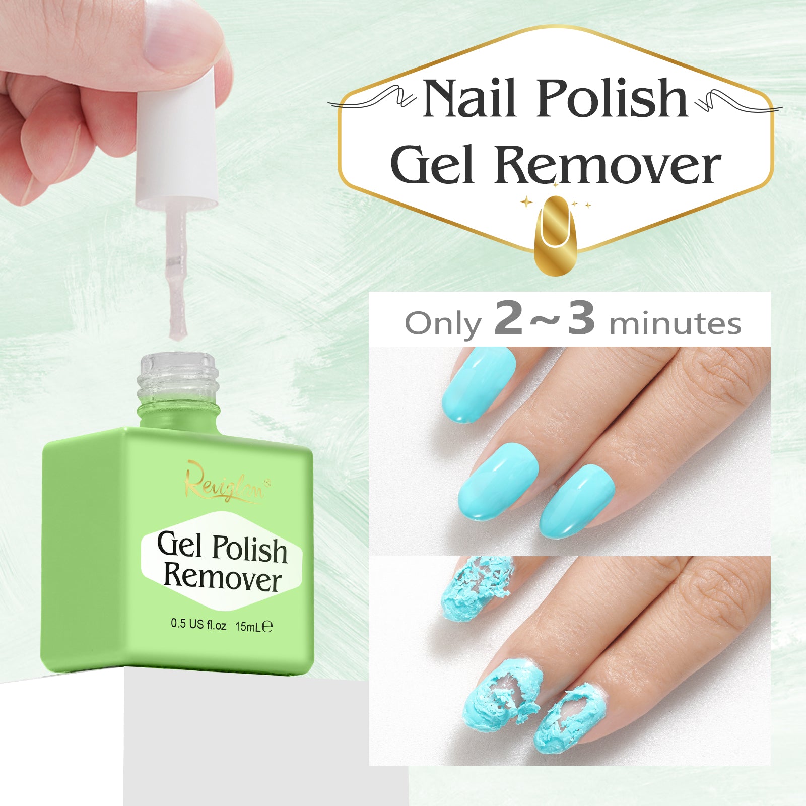 Reviglam Gel Nail Polish Remover and Cuticle Oil Manicure Kit Soak Off Fast Moisturizer Instant Nails Strength Easy to Use