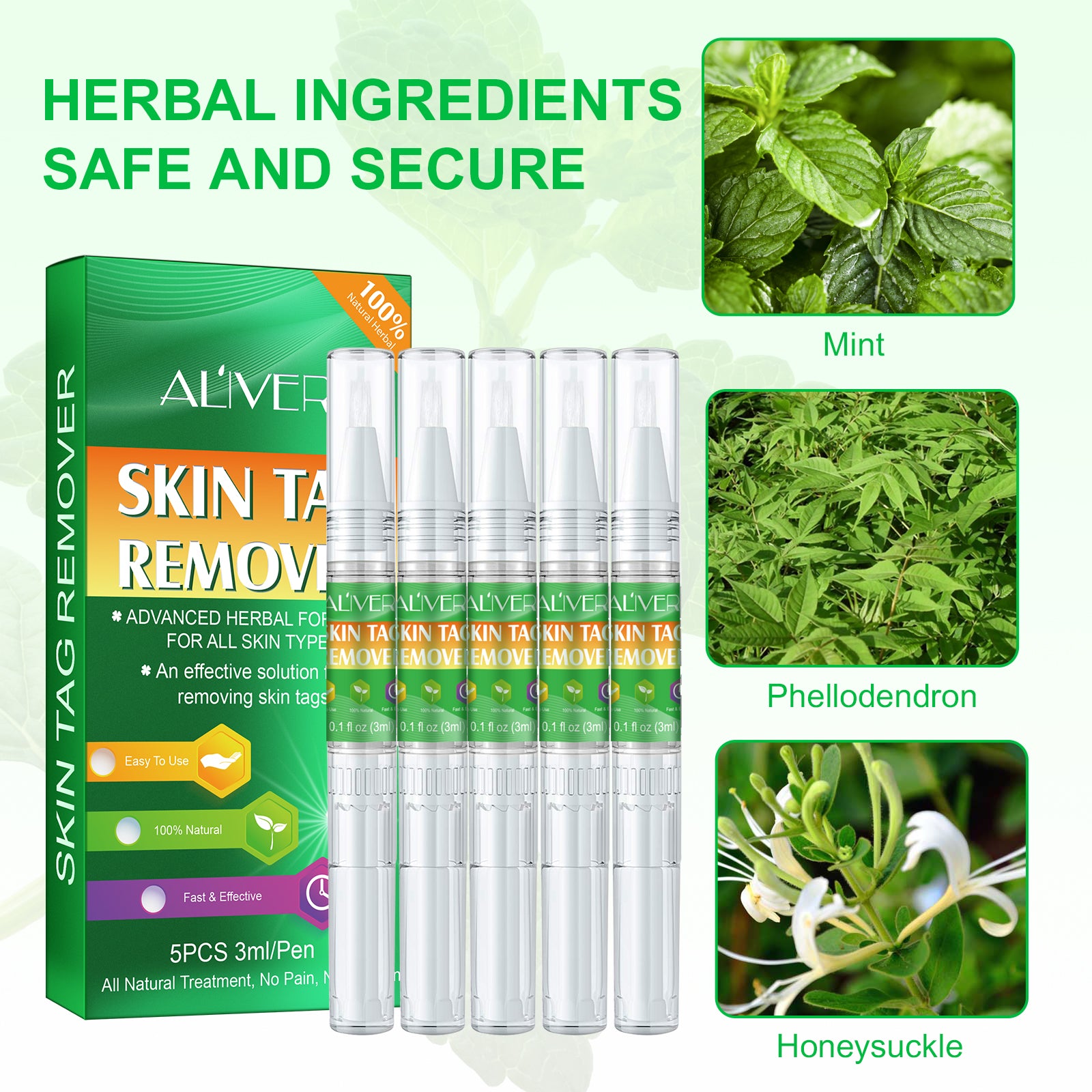 ALIVER Body Skin Tag Remover Pens, Anti Mole & Wart Kit, 5pcs