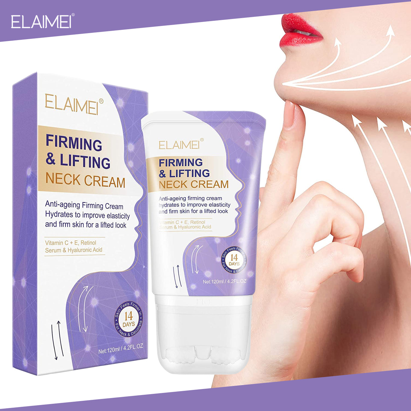 ELAIMEI Anti Wrinkle Firming Neck Cream, 120ml