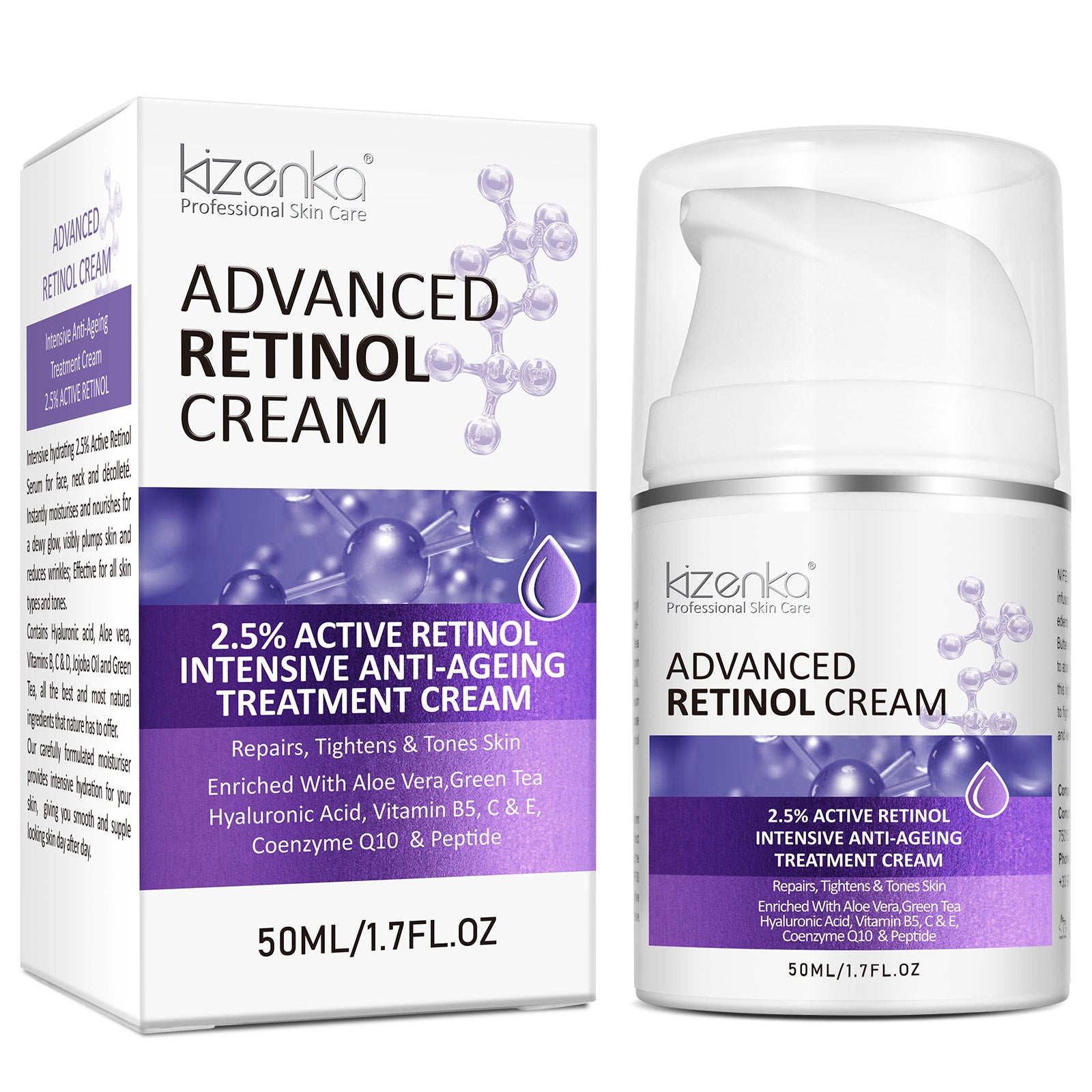 Kizenka Retinol Face Cream Moisturizer Skin Care Anti Aging Wrinkle Acne Treatment Day and Night Cream Dark Spot Remover
